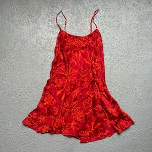 Victoria's‎ Secret Floral Cami Dress Size M 100% Silk Red Orange